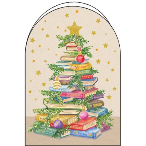 Картичка 12х18см коледна елха от книги Картичка 12х18см коледна елха от книги